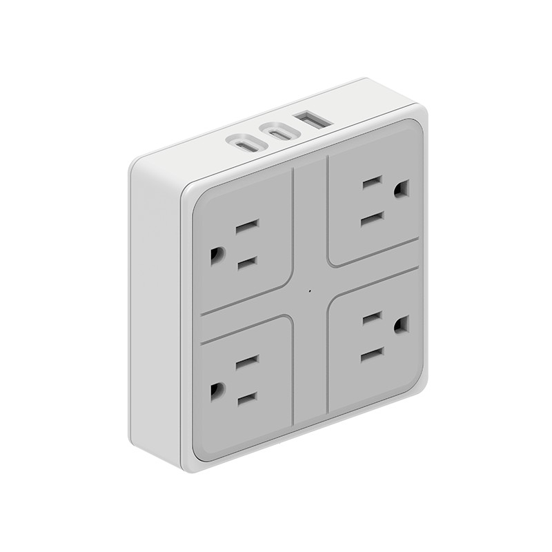 4 Outlets US Wall Power Strip