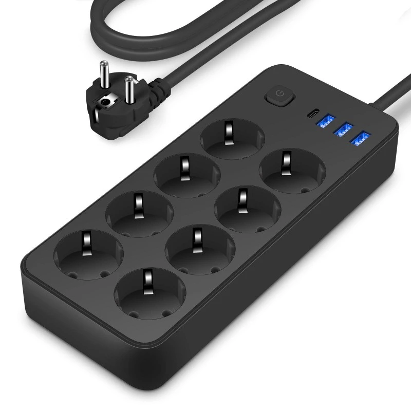 EU Standard Power Strip 8 AC with 4 USB Ports